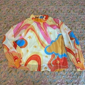 Aura Stars & Clouds Colorful Women’s Blouse